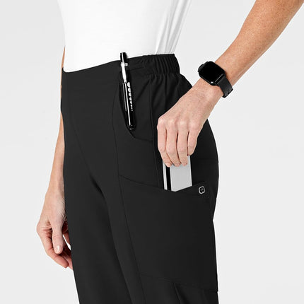 WonderWink Women's Flat Front Cargo Pant, Black, X-Large
