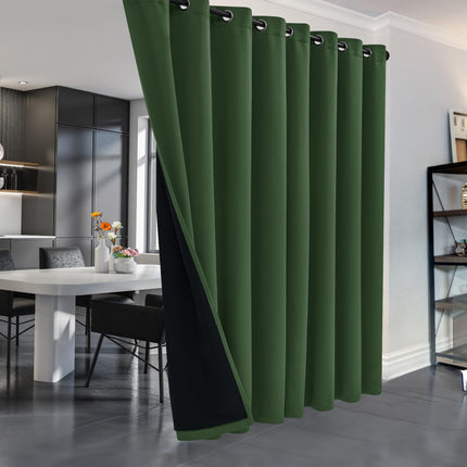 Deconovo Total Blackout Curtains with Double Layer, Noise Reduction Curtains, Thermal Insulated Drapes for Living Room Bedroom Patio Door (Green, 100W x 108L Inch, 1 Panel)