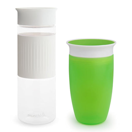 Munchkin� Miracle� 360 Spill Proof Sippy Cups, 24 and 10 Ounce, 2 Pack, Green/White � Toddler and Adult Set