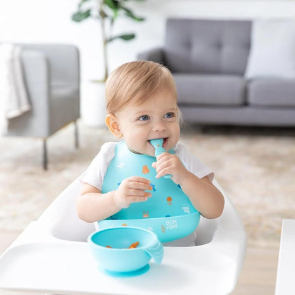 Bumkins Bibs, Silicone Pocket for Babies, Baby Bib for Girl or Boy, for 6-24 Months Up to Toddler, Essential Must Have for Eating, Feeding, Baby Led Weaning Supplies, Mess Saving, Ocean Life Blue