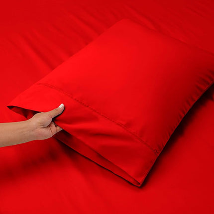 Nestl Twin Bed Sheet Set - Red - 3-Piece Extra Deep Pocket