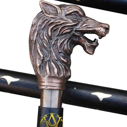 Brass Handle Victorian Telescope Foldable Wooden Walking Stick Cane Ideal Vintage Gift Men Women Father/Mother (Wolf)