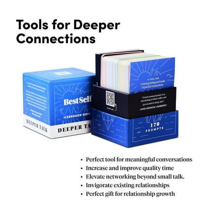 BestSelf Co. Conversation Starter Icebreaker Deck by ― Powerful Tool to Establish and Strengthen Relationships by Cultivating Open, Engaging, Deeper and Meaningful Interactions ― 150 Prompts