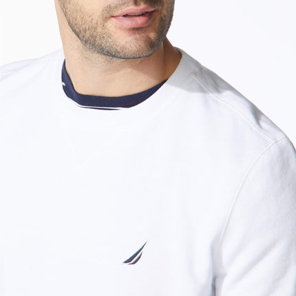 Sudadera Básica de Cuello Redondo de Forro Polar Nautica para Hombre, Blanco Brillante, XXL