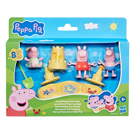 Peppa Pig Siblings Beach Day Playset with 3 Figures and 5 Accessories