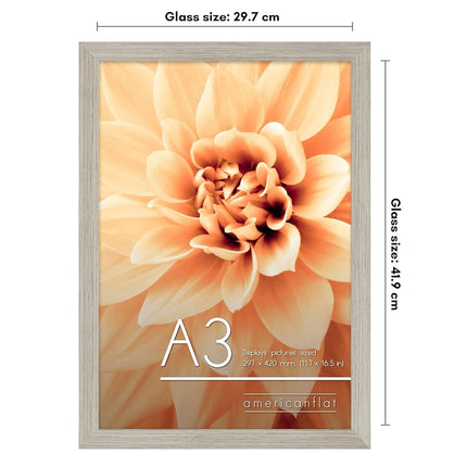 Americanflat A3 Picture Frame in Driftwood - Engineered Wood with Shatter Resistant Glass - Horizontal and Vertical Formats for Wall - 29.7x42 cm