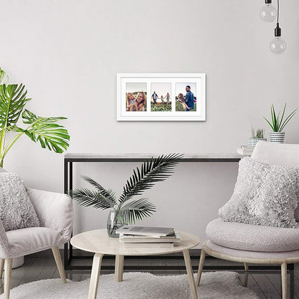 Americanflat 5x7 Picture Frame Collage with Polished Plexi Cover - Signature Collection - Fits Three 5x7 or One 10x20 Photo - Collage Photo Frame for Wall Display - White