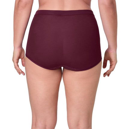 Bali Women's Breathe Underwear, High-Rise Briefs, Breathable Cotton Modal Lace Panties, 3-Pack, Light Buff/Smokey Purple Mauve/Midnight Rouge, 5