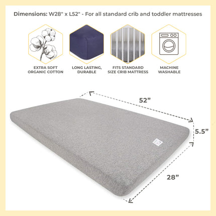 Burt's Bees Baby - Fitted Crib Sheet, Solid Color 100% Organic Cotton Crib Sheet for Standard Crib and Toddler Mattresses (Indigo Blue)28" x 52" (Pack of 1)