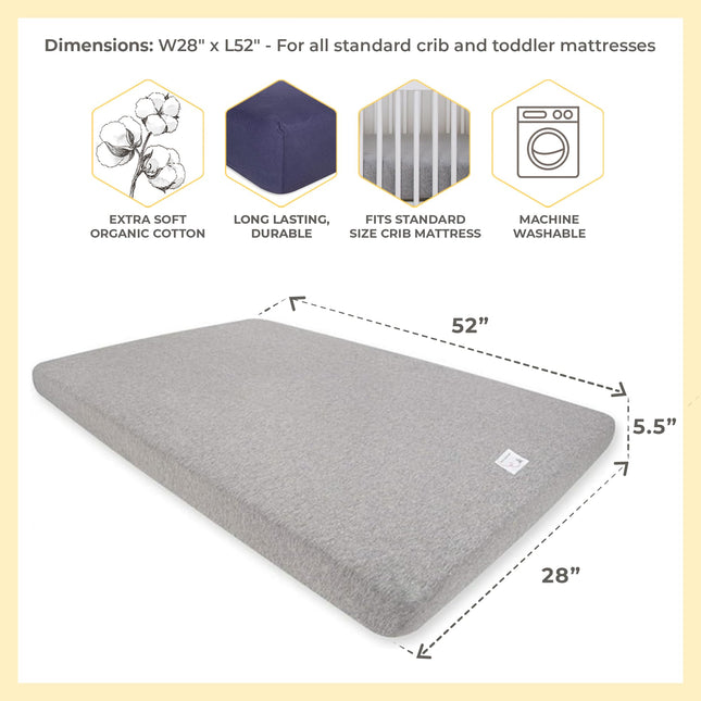 Burt's Bees Baby - Fitted Crib Sheet, Solid Color 100% Organic Cotton Crib Sheet for Standard Crib and Toddler Mattresses (Indigo Blue)28" x 52" (Pack of 1)