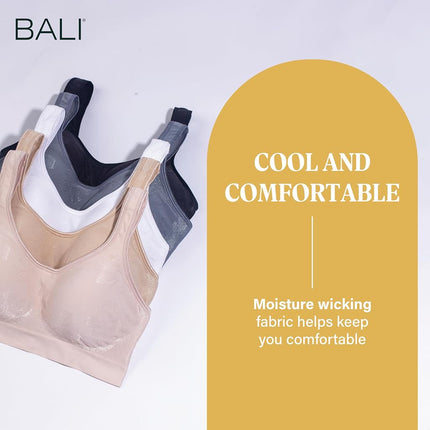 Bali Women's Wireless, Comfort Revolution Full-Coverage Wirefree Bra, Almond Tropic, M