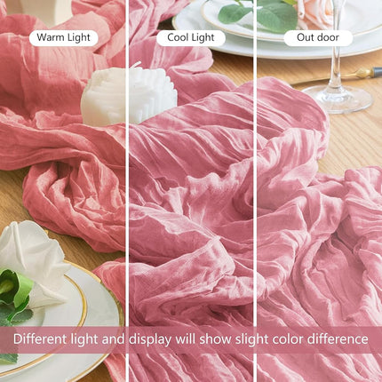 Wokceer Cheesecloth Table Runner Dusty Rose 10FT Boho Gauze, 12 Pack