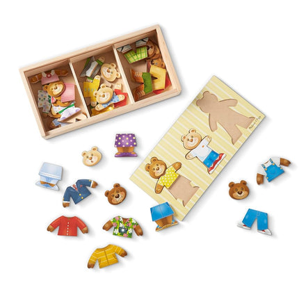 Melissa & Doug 3770 Puzle de madera de familia de osos para vestir Mix 'n Match con estuche de almacenamiento (45 piezas)
