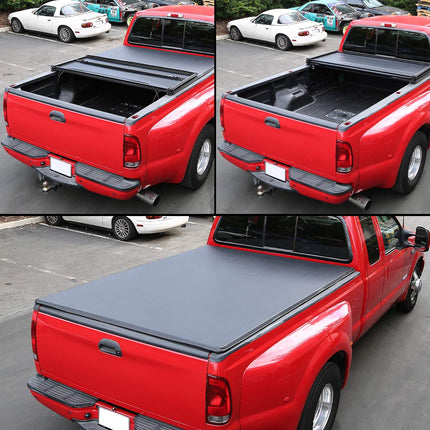 DNA MOTORING TTC-TRISOFT-016 Cubierta de lona plegable de tres hojas blanda y ajustable para la caja trasera de camionetas pick-up