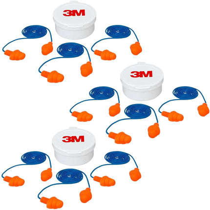 3M Corded Reusable Earplugs, 3 Pack, Noise Reducti