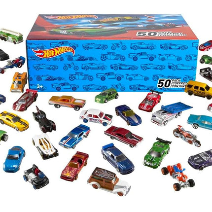 Coffret Hot Wheels de 50 véhicules à l'échelle 1:64 emballés individuellement (styles assortis, un ensemble aléatoire), cadeau pour les collectionneurs et les enfants de 3 ans et plus, V6697