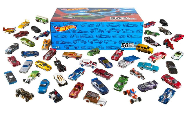 Hot Wheels 50-Car Pack of 1:64 Scale Vehicles Individually Packaged (Assorted Styles, One Random Set), Gift for Collectors & Kids Ages 3 Years Old & Up, V6697