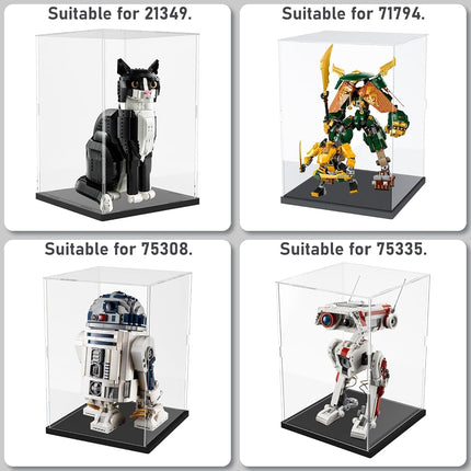 Choowin Acrylic Display Case for Lego 76414 75335 75308 71794 Thickened Clear Acrylic Display Box for Collectibles Countertop Display Case for Action Figures Model Toy Dustproof Showcase(Black Base)