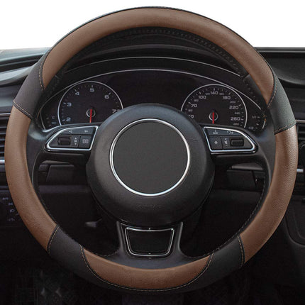 Xizopucy Steering Wheel Covers Black Universal Microfiber Leather, Suitable for 14 1/2-15 inch Car Steering Wheel Cover, Breathable, Anti Slip- Brown
