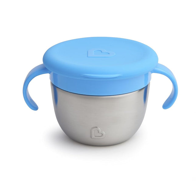Munchkin� Snack+� Stainless Steel Snack Catcher Cup with Lid, 9 Ounce, Blue, 1 Pack