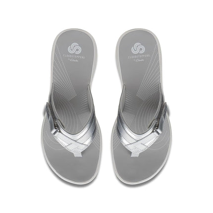 Clarks Women's 26126502 Flip-Flop, New Silver Synthetic, 7.5 UK