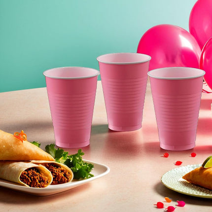Amscan Table Needs, Big Pack Plastic Cups, Party Supplies, New Pink, 12 Oz 50Ct