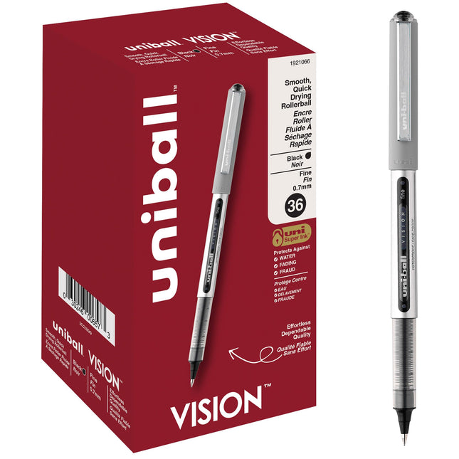 uni-ball Vision Rollerball Stick Pens, Fine Point,