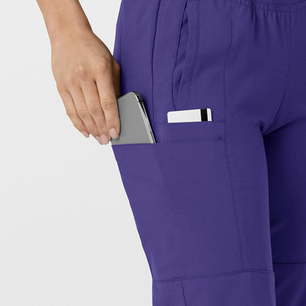 WonderWink Women's Comfort Waist Cargo Jogger Scrub Pant, Grape, XL PET, Grape, X-Large