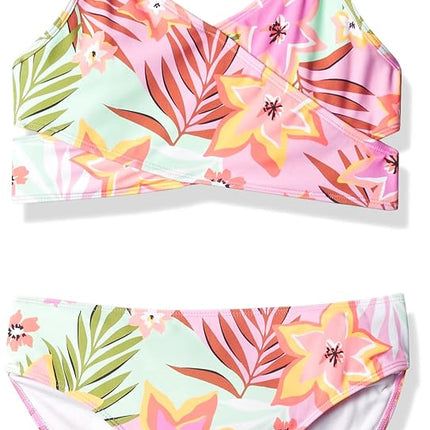 Kanu Surf Maillot de Bain 2 Pièces Enfant Fille Bikini Enveloppant Sport de Plage, Corail Récif Rose, 10