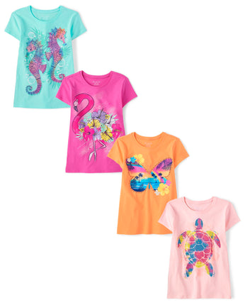 The Children's Place Girls' Animal Short Sleeve Gr