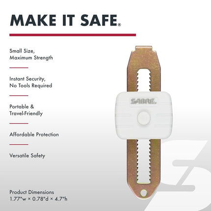 Sabre Compact Travel Door Lock, Portable Security Lock for Travel, Hotels, & Rentals, Withstands 650 lbs of Force, Installs in Seconds, No Tools Required, Lightweight & Small for Easy Carry