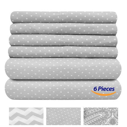 Sweet Home Collection Microfiber Deep Pocket Set-Extra Pillow Cases, Value, Dot Gray, Full