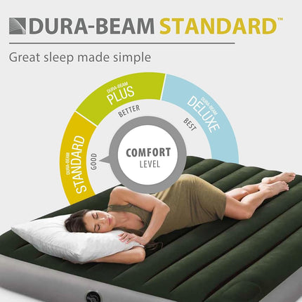 Intex Dura-Beam Standard Series Downy Airbed with Built-in Foot Pump, Queen