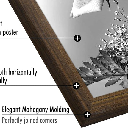 Americanflat 12x18 Poster Frame with Polished Plexiglass - Wide Picture Frames Made of Engineered Wood for Vertical or Horizontal Wall Display - Epic Collection - Mahogany