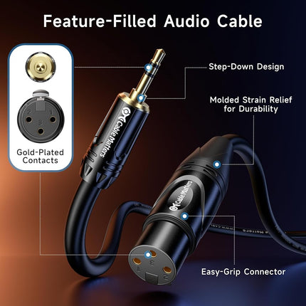 Cable Matters Unbalanced XLR to 3.5mm Female to Male Mono Microphone Cable 3 Feet