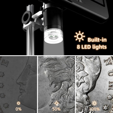 GLG208SE 4K 30FPS HDMI Digital Microscope 1500X with Microphone for Electronics Repair, 10.1" Dual Screen Display, 3840P UHD Video Audio for PCB Soldering, Coin Microscope Full View for Error Coins