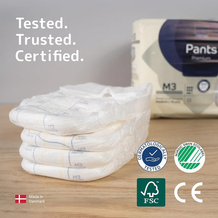 Abena Pants Premium Pull-Up Incontinence Pants, Eco-Labelled Incontinence Pants for Men & Women, Discreet, Protective, Breathable, Comfortable, Medium 3, 80-110cm Waist, 2400ml Absorbency, 15PK