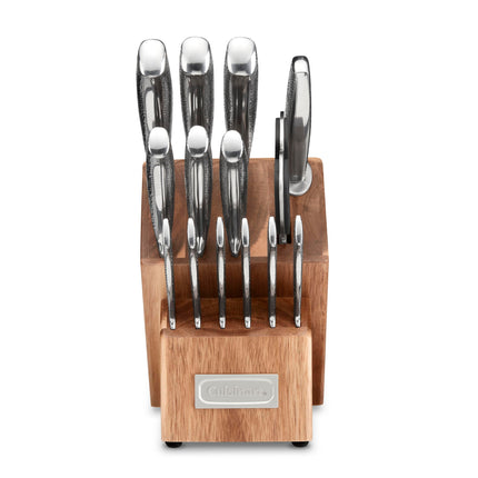 Juego de 15 cuchillos Cuisinart de acero inoxidable con taco de madera y remaches