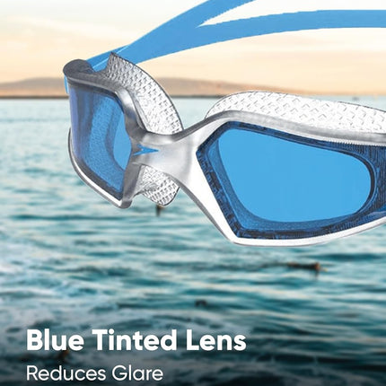 Speedo Unisex-Adult Hydropulse Swimming Goggle | Comfortable Fit | Adjustable Design Goggles, Pool Blue/Clear/Blue, One Size