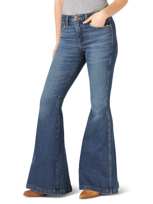 Wrangler Women's Retro High Rise Trumpet Flare Gre