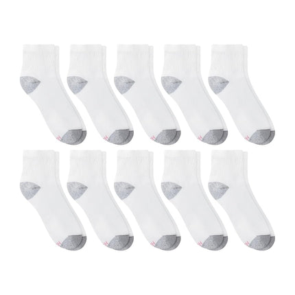 Hanes Women's 10-Pair Value Pack Ankle Socks, White, Large