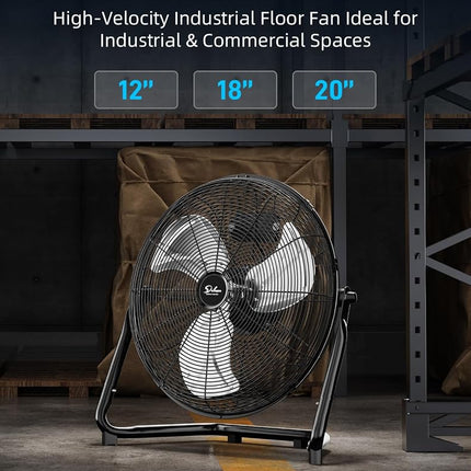 Simple Deluxe Ventilateurs Industriels de Plancher en Métal à Haute Vitesse, 3 Vitesses, 45 cm, Noir
