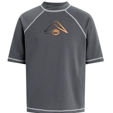 Kanu Surf Boys' Paradise UPF 50+ Sun Protective Rashguard Swim Shirt, Mileage Charcoal, 12