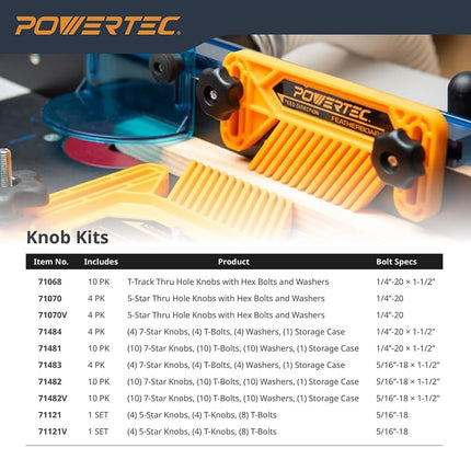 POWERTEC 71373V 48 Inch Double-Cut Profile Universal T-Track with Predrilled Mounting Holes, 4 Pack, T Track for Woodworking Jigs and Fixtures, Drill Press Table, Router Table, Workbench