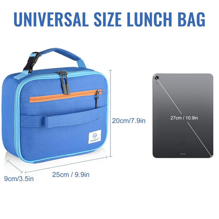 2 Packs Insulated Soft Lunch Bag with Double Zipper - Sturdy, Freezable and Reusable for Kids, Men - for School, Work, Outdoor (Black & Blue)