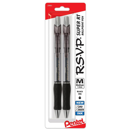 PENTEL - RSVP SPR Rt Ball Pn Blk Md 2Ct