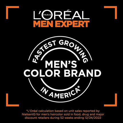 L’Oreal Paris Men Expert One Twist Mess Free Permanent Hair Color, Mens Hair Dye to Cover Grays, Easy Mix Ammonia Free Application, Real Black 02, 1 Application Kit