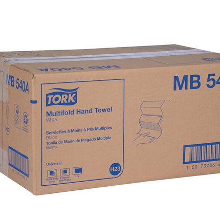 Tork Universal Multifold Paper Towel H2, 3-Panel Hand Towel MB540A, 100% Recycled Fibers, 1-Ply, White - 16 x 250 Sheets