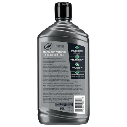 Turtle Wax Hybrid Solutions Ceramic Car Polish and Wax, Light Scratch Remover, Durable Paint Protection, Extreme Water Beading, High Gloss Shine, Hand or Machine Polisher Use, 14 oz (Pack of 1)