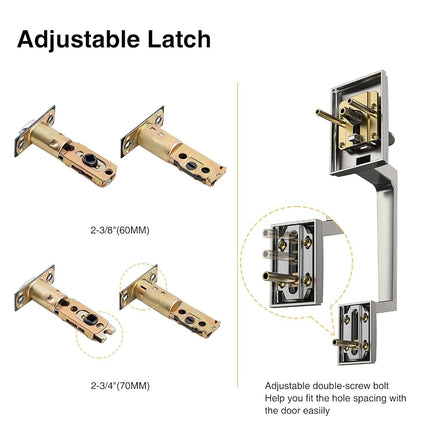 Brightify Satin Nickel Front Door Handle, Satin Nickel Door Handle with Door Lever, Modern Front Door Handle Set, Adjustable Deadbolt Lock Set with Single Cylinder, Reversible for Right&Left